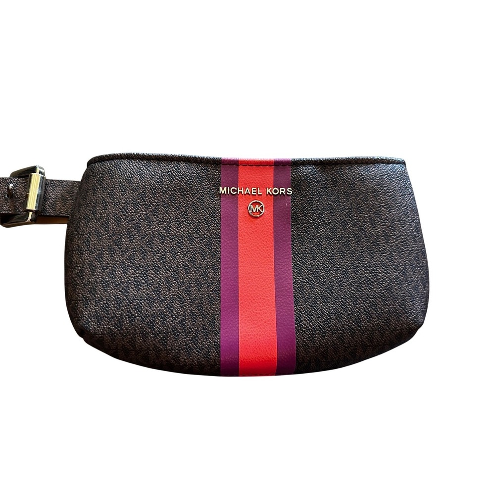 Michael Kors Brown Monogram Striped Belt Bag
